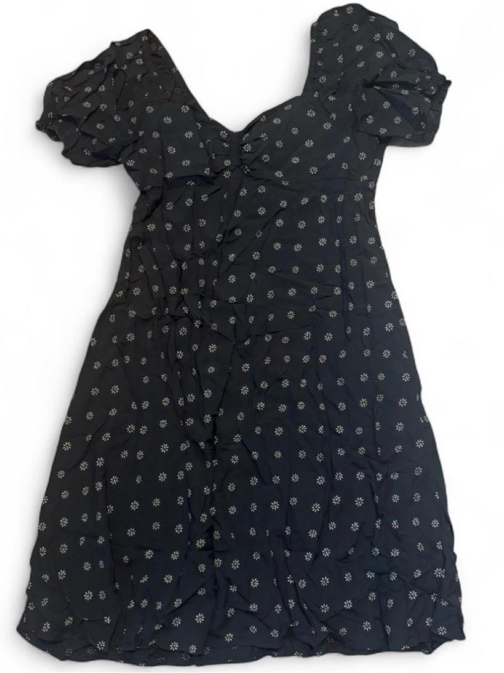 Madewell Black Floral Puff-Sleeve Dress